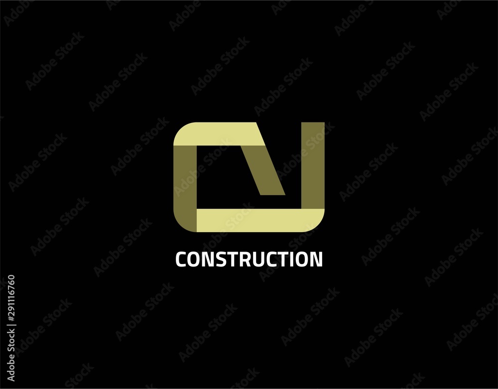 Abstract Letter N Flat Logo With Combination Color Cream Yellow and Brown Isolated on Black Background. The Shape is Very suitable for Use in Companies in the Field of Construction and Building. Abstract Letter N Flat Logo With Combination Color Cream Yellow and Brown Isolated on Black Background. The Shape is Very suitable for Use in Companies in the Field of Construction and Building.