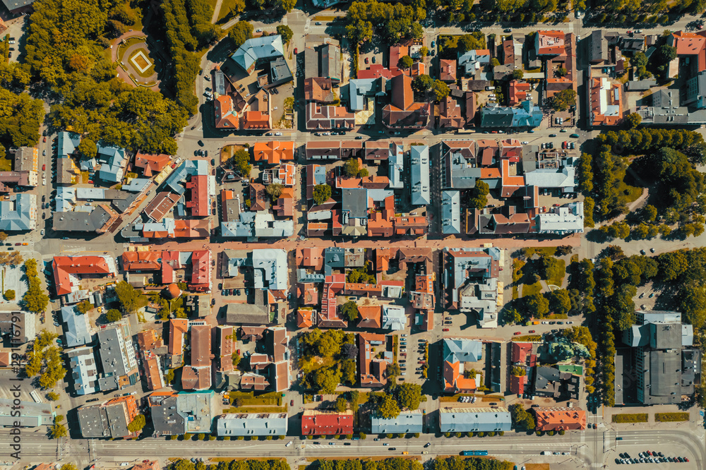 Aerial view of the city