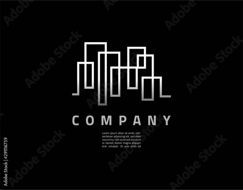 Awesome  Modern  and Luxury Vector Template Logo of City and Building. This Logo Simple Designed of Unique Line with Gradient Silver Color . The use of This Logo Makes the Company Look more Classy.