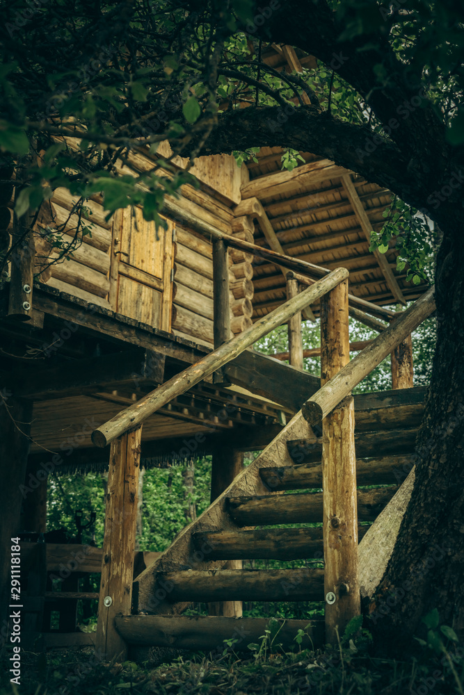 Obraz premium Wooden cottage at the forest