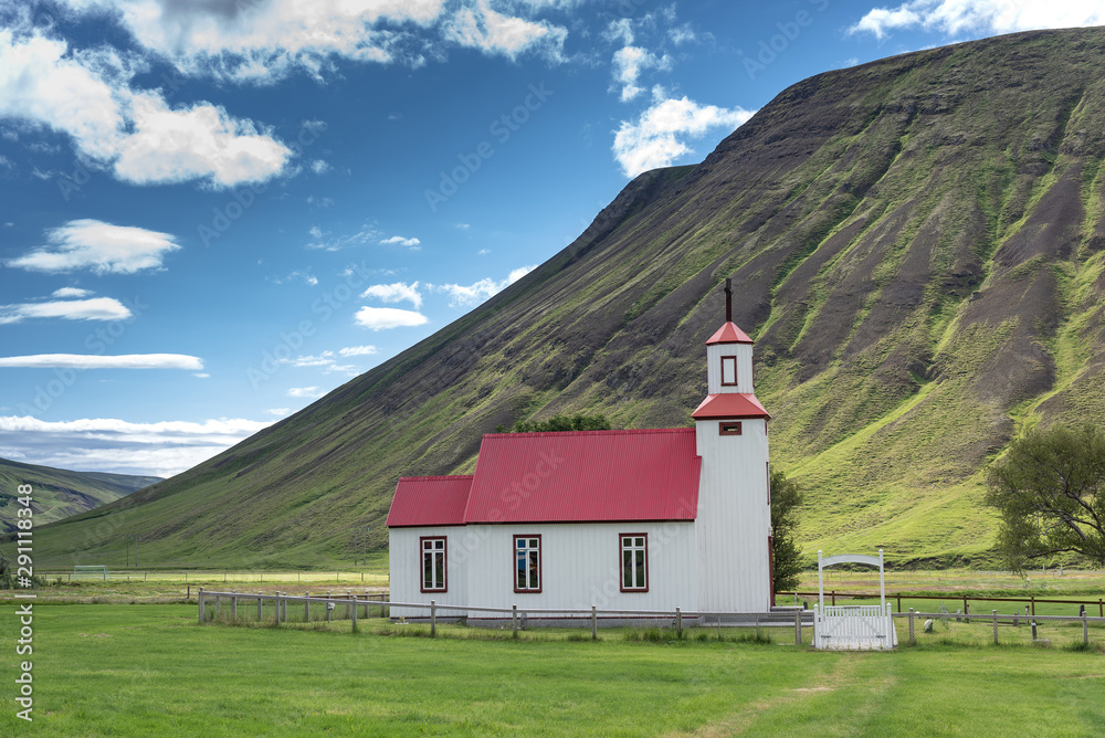 Beautiful small red roof church in Iceland Beautiful small red roof church in Iceland