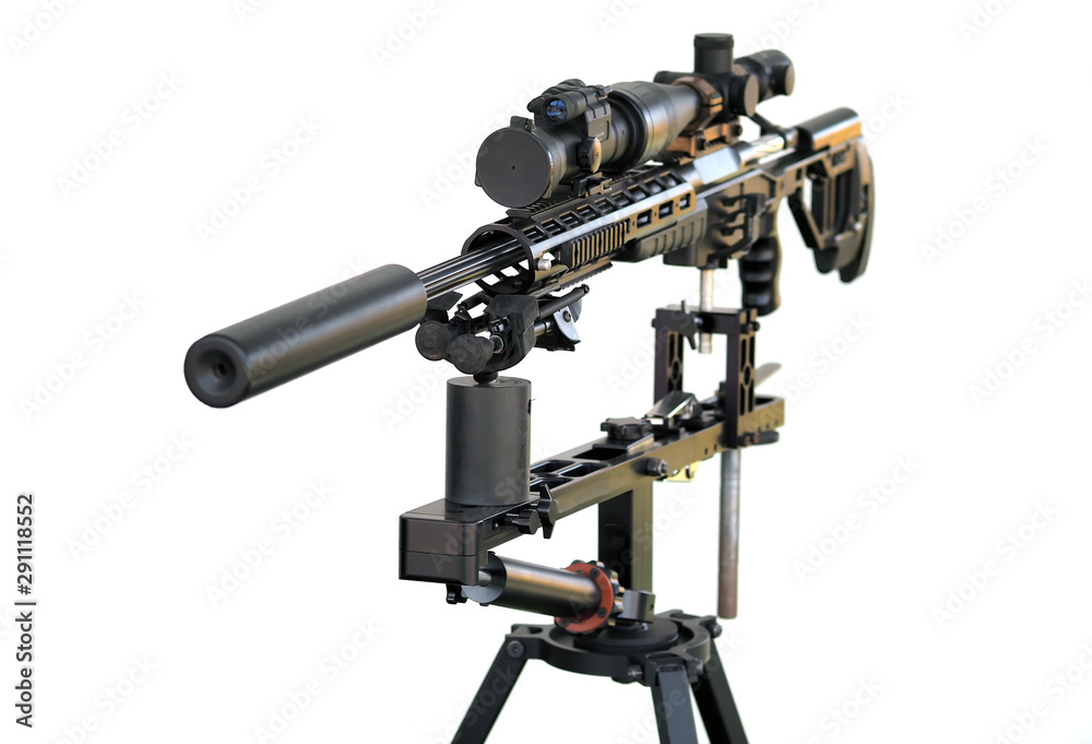 Modern sniper rifle with a telescopic sight Modern sniper rifle with a telescopic sight