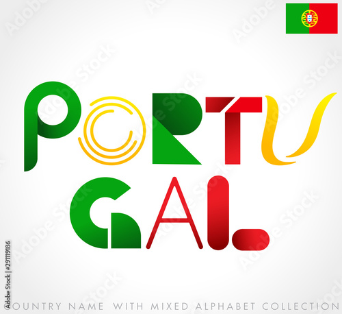 Country name with mixed alphabets isolated on white background : Vector Illustration