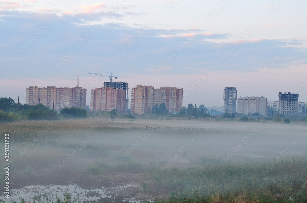 Mist before Bataisk. Rostov region. Russia