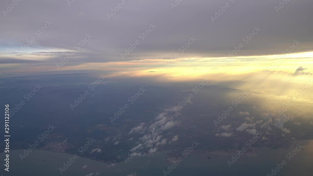 4k b-roll cinematic establishing shot of beautiful sunrise scene from aeroplane window. 4k b-roll cinematic establishing shot of beautiful sunrise scene from aeroplane window.