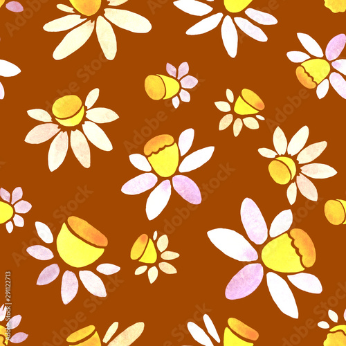 Spring seamless pattern - narcissus flower. watercolor illustration