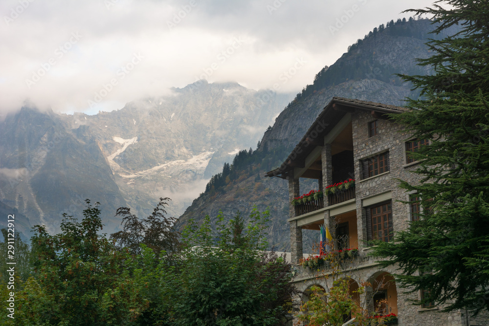 Morning Courmayeur, in the heart of the Italian Alpine mountains Morning Courmayeur, in the heart of the Italian Alpine mountains