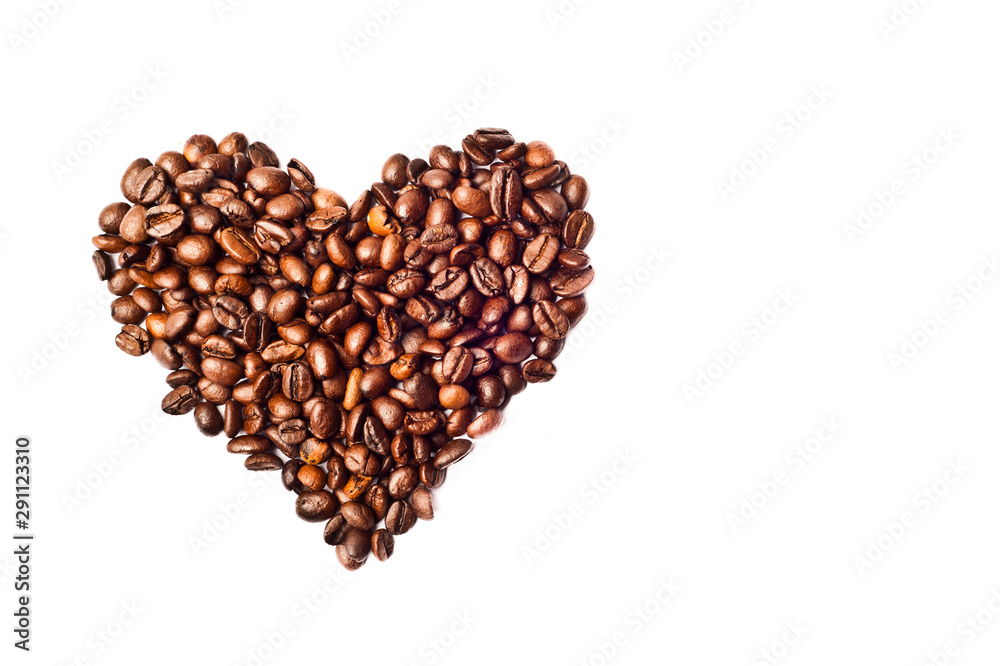 heart made of coffee beans isolated on white heart made of coffee beans isolated on white