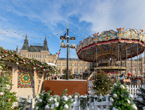 Christmas and New Year holidays decoration, Red Square in Moscow, Russia