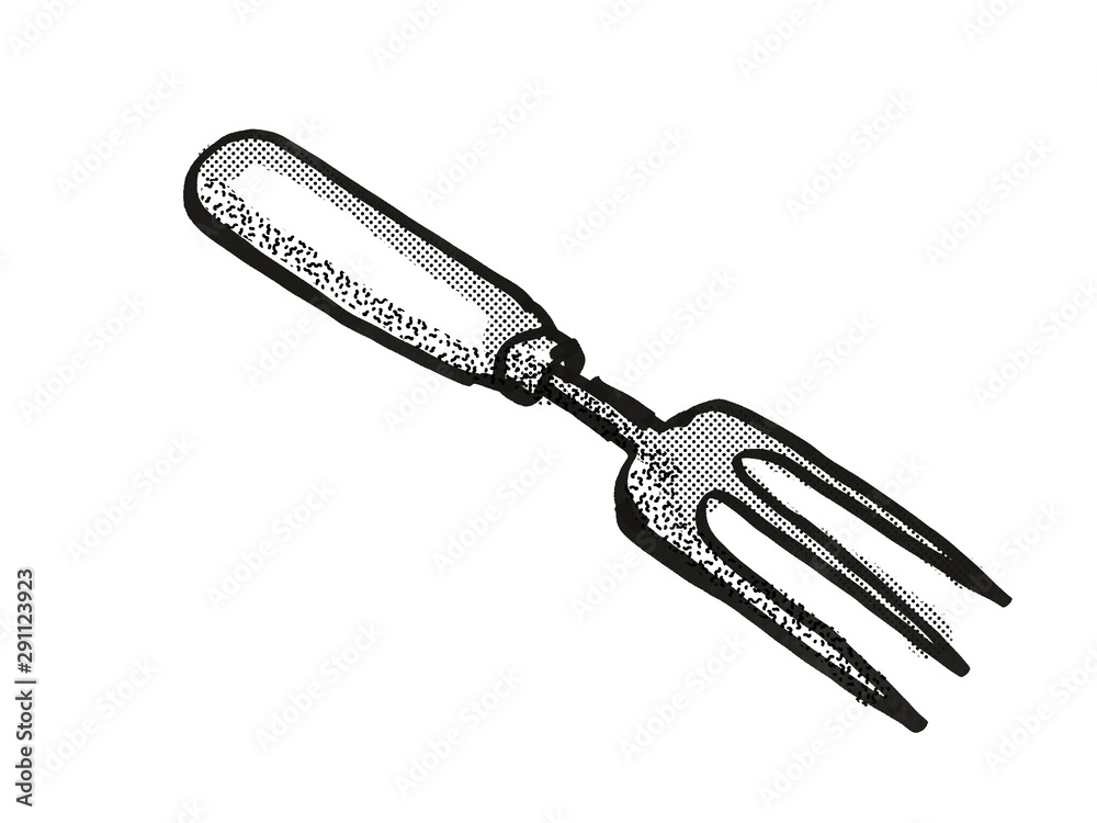 Obraz premium hand fork Garden Tool Cartoon Retro Drawing