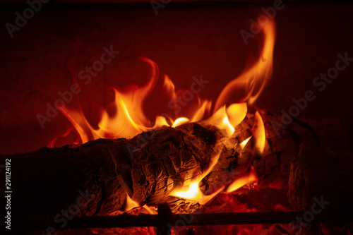 Natural fireplace burning wallpaper