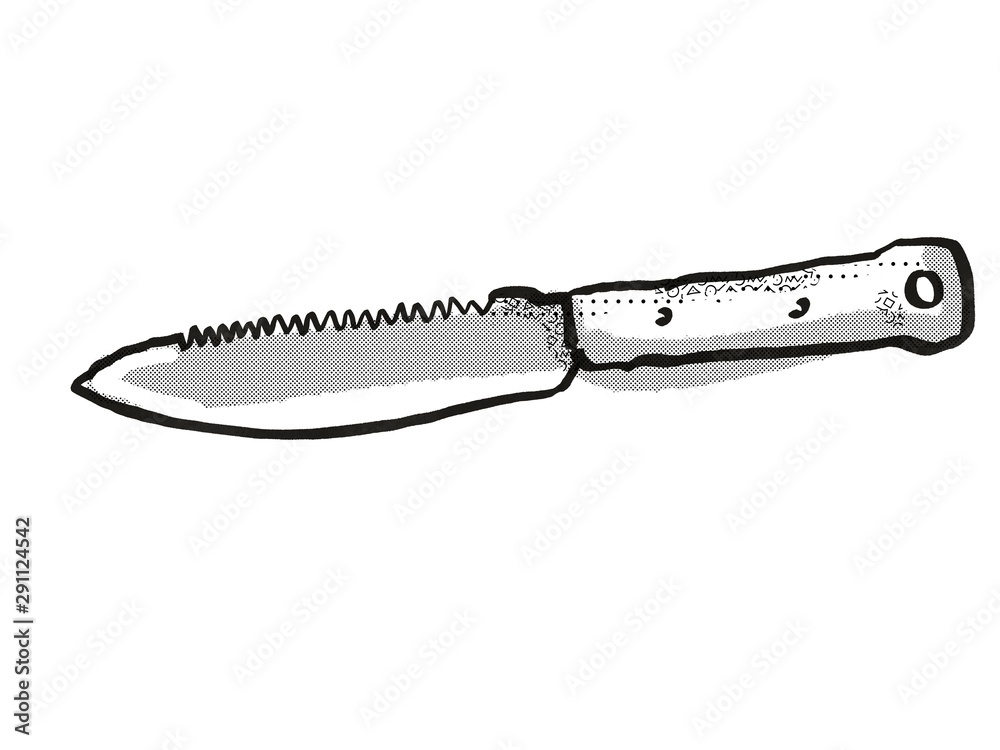Serrated Farmers Dagger Garden Tool Cartoon Retro Drawing Serrated Farmers Dagger Garden Tool Cartoon Retro Drawing