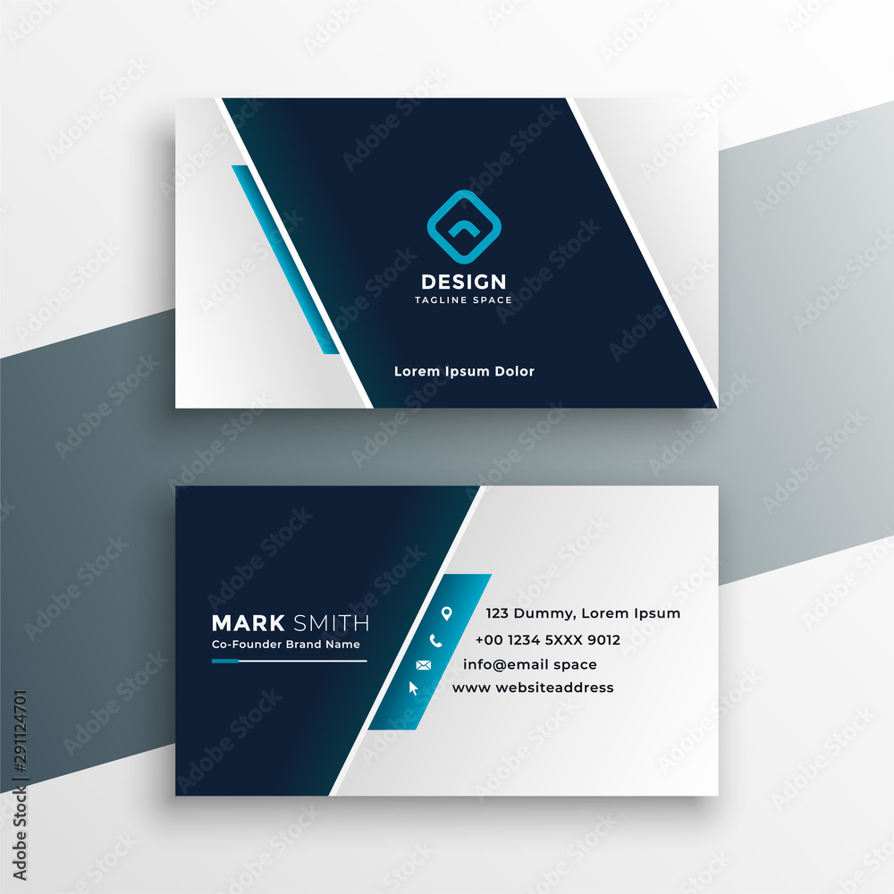 elegant business card design in blue geometric style