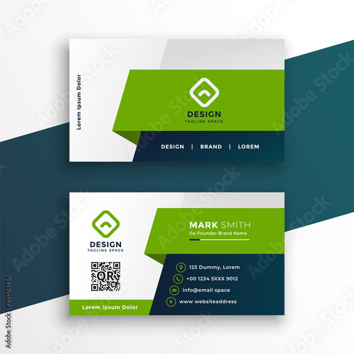 stylish green geometric business card design template