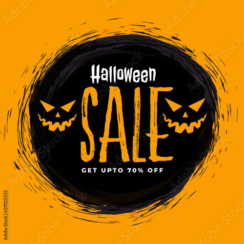 scary happy halloween sale background with ghost face