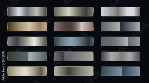 set of metallic gradients of silver bronze and gold foil texture