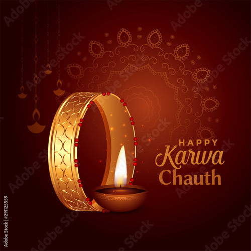 beautiful happy karwa chauth festival card design photo