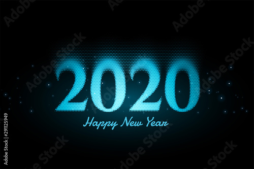 glowing blue 2020 halftone style new year background