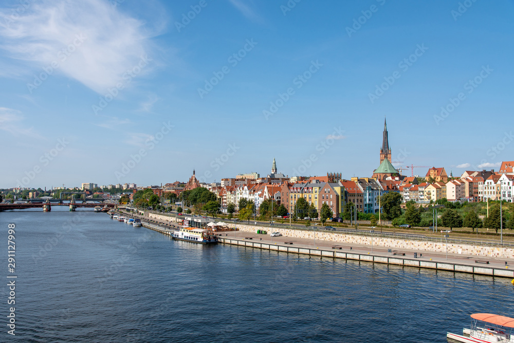 The Odra River in Szczecin and ships