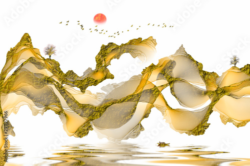 Εκτύπωση καμβά abstract background ink line decoration painting landscape artistic conception