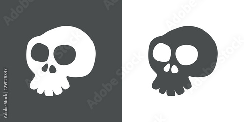 Icono plano calavera en gris y blanco
