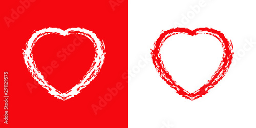 Logotipo con corazón como dibujo a carboncillo en rojo y blanco