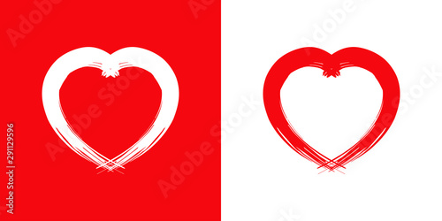 Logotipo con corazón como pincelada en rojo y blanco
