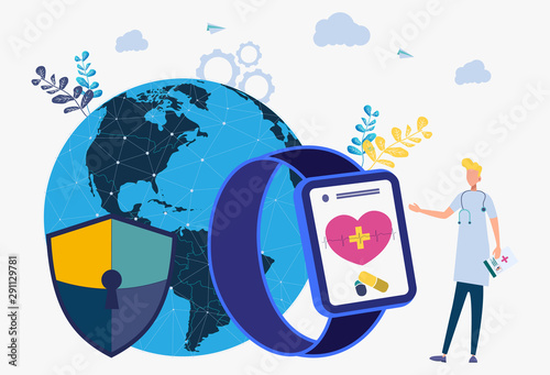 Health diagnostics Smartwatch and health monitor, concept of tracking physical activity on the human body. Site template
