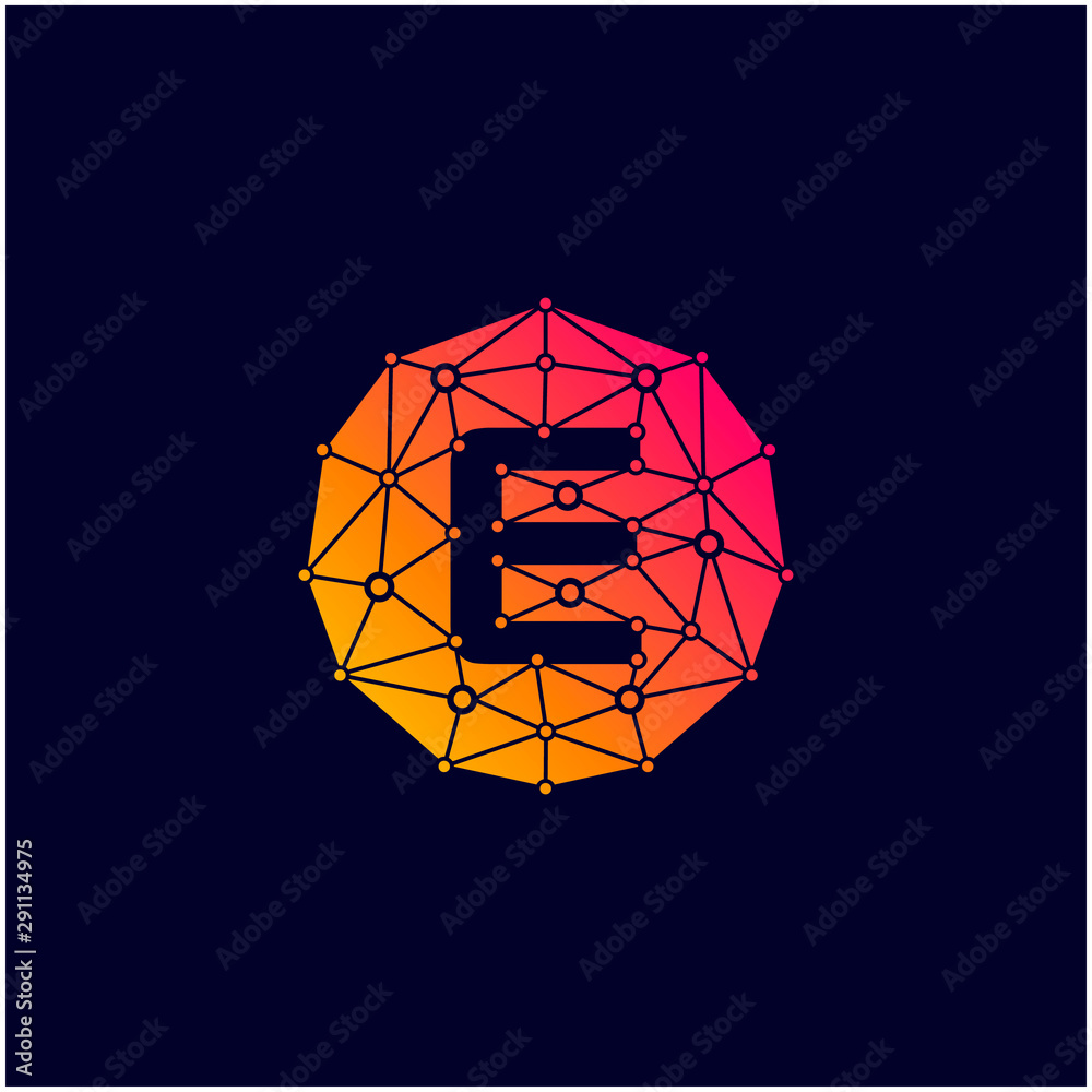 Technology logo with initial E letter. negative space concept. network icon -vector Technology logo with initial E letter. negative space concept. network icon -vector