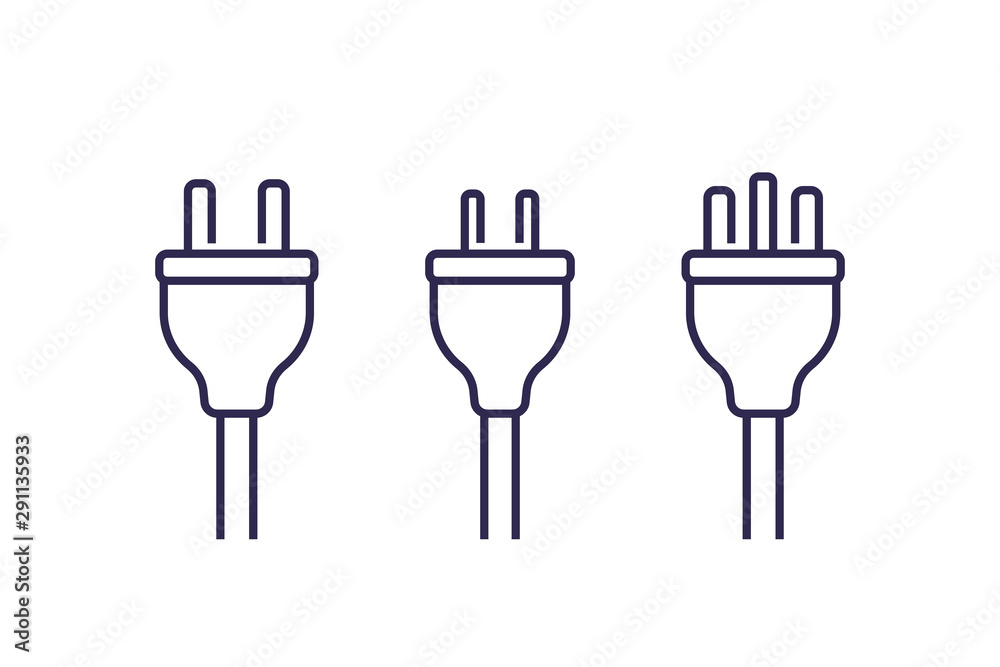 electric plugs on white, line vector electric plugs on white, line vector