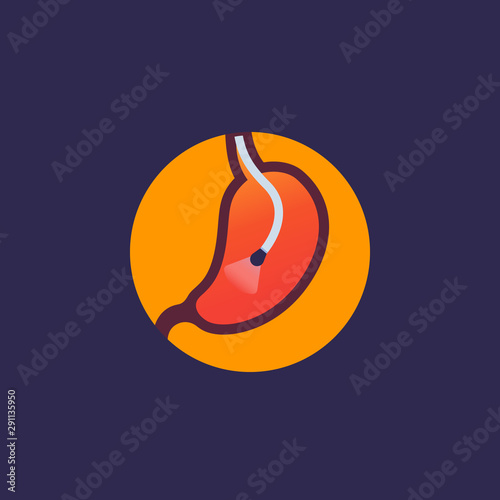 endoscopy icon with stomach and endoscope