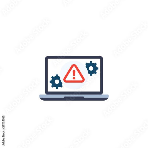 Error alert icon with laptop