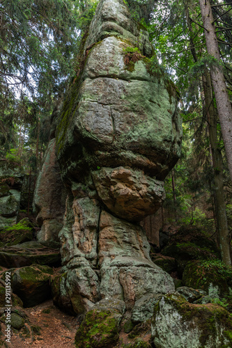 Rocks in the Stołowe Mountains National Park, Poland