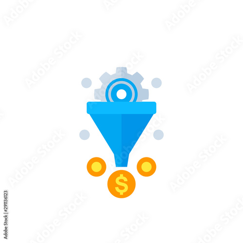 sales funnel vector flat icon on white