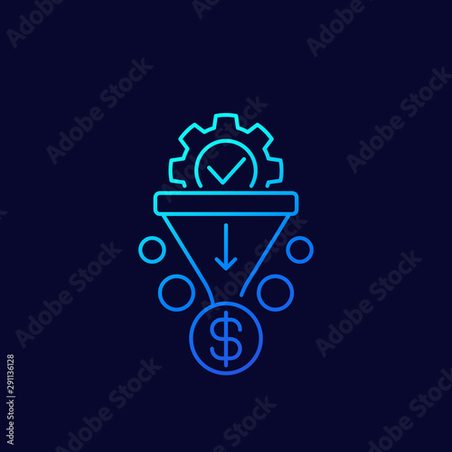 sales funnel vector icon, linear