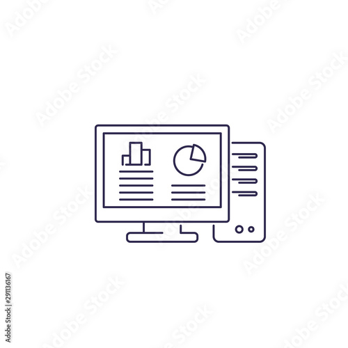 workstation computer line icon on white