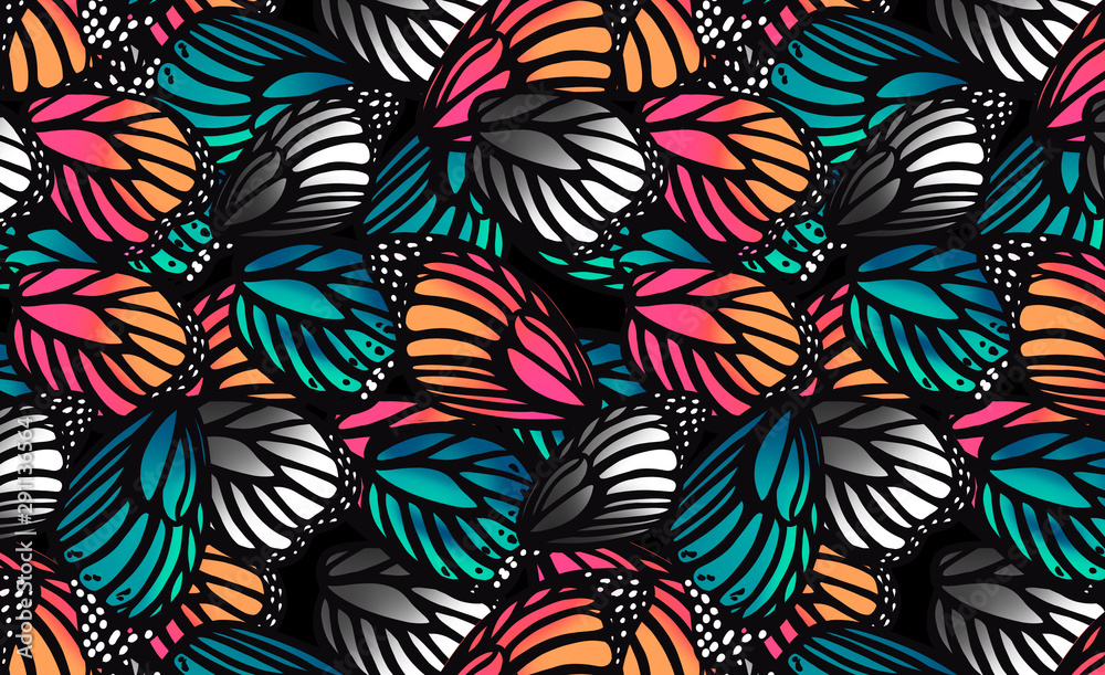 pattern with butterfly wings - obrazy, fototapety, plakaty 
