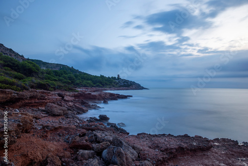 Cloudy sunrise on the coast of Oropesa del Mar