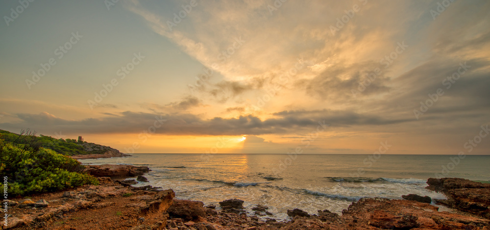 Cloudy sunrise on the coast of Oropesa del Mar