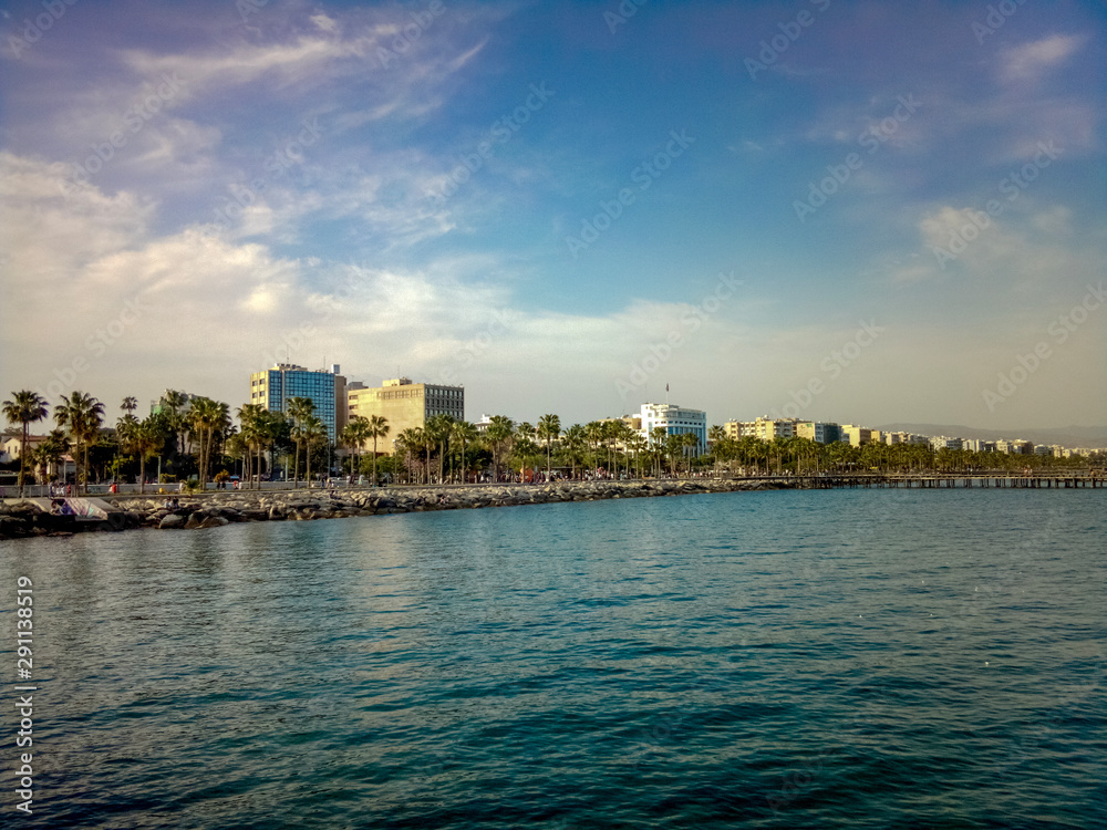 Cyprus Limassol Molos Promenade seaside view from the sea