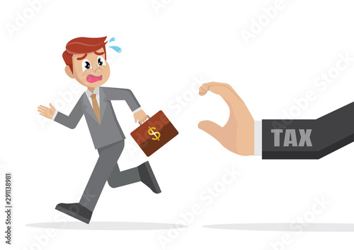 Businessman running away from tax.