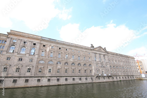 Berlin library historical building and Spree river cityscape Berlin Germany