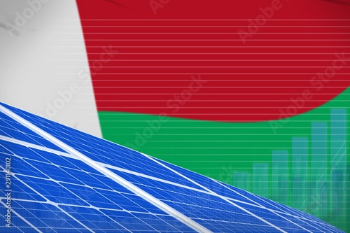 Madagascar solar energy power digital graph concept - alternative natural energy industrial illustration. 3D Illustration
