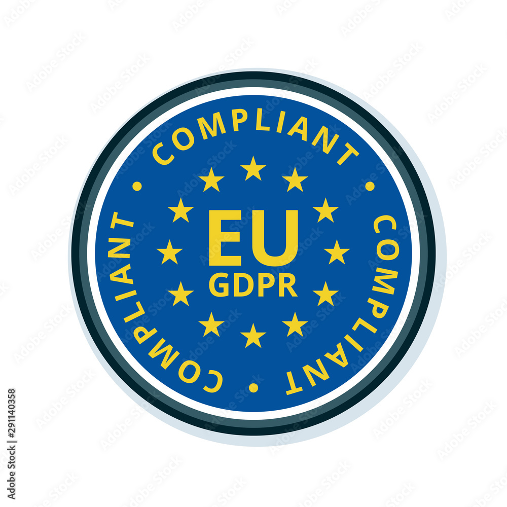 EU GDPR Compliant label illustration EU GDPR Compliant label illustration