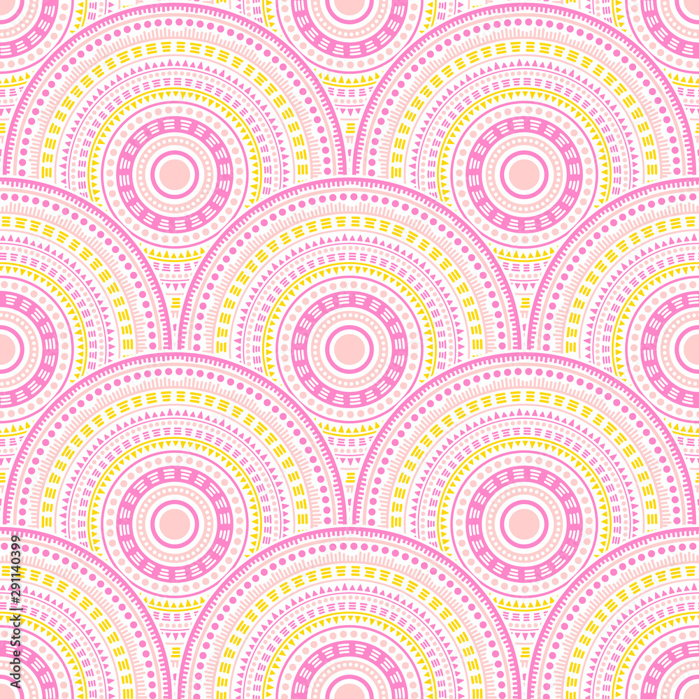 Ethnic circle shapes seamless geometric pattern. Ethnic circle shapes seamless geometric pattern.