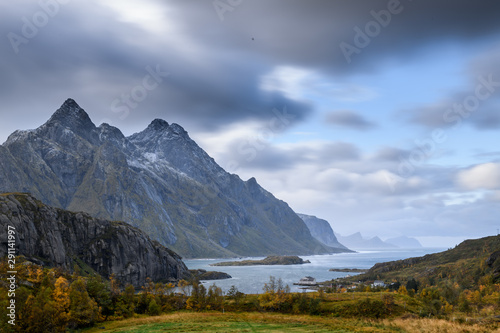 A beautiful landscape of lofoten islands in Norway.
