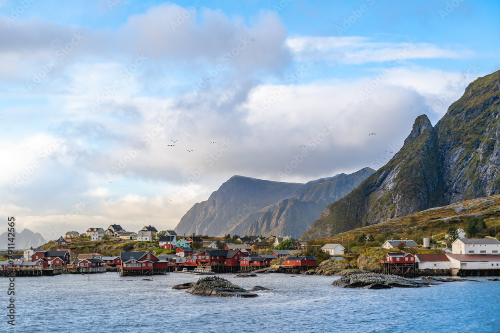 Famous tourist attraction fishing village on Lofoten Islands.