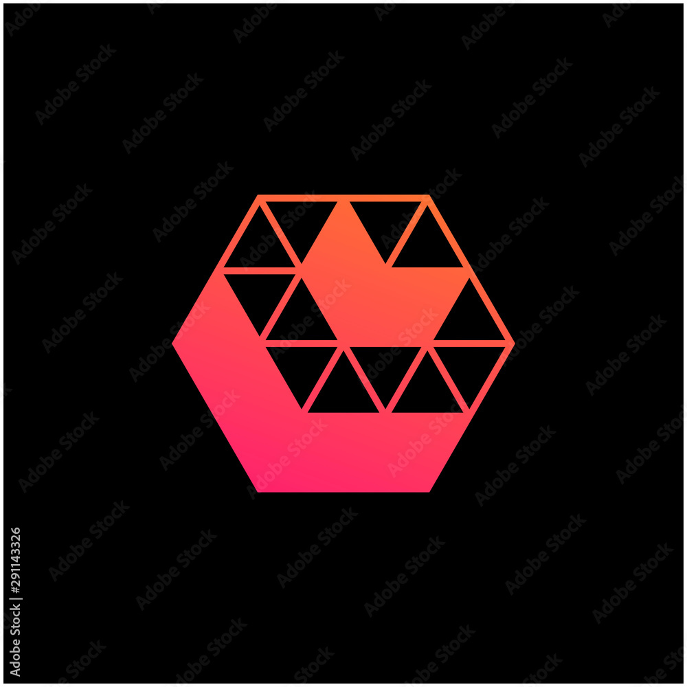 back Arrow hexagon abstract logo design. down icon. Delivery icon. Web, Digital, Marketing, Network icon. construction concept. -vector