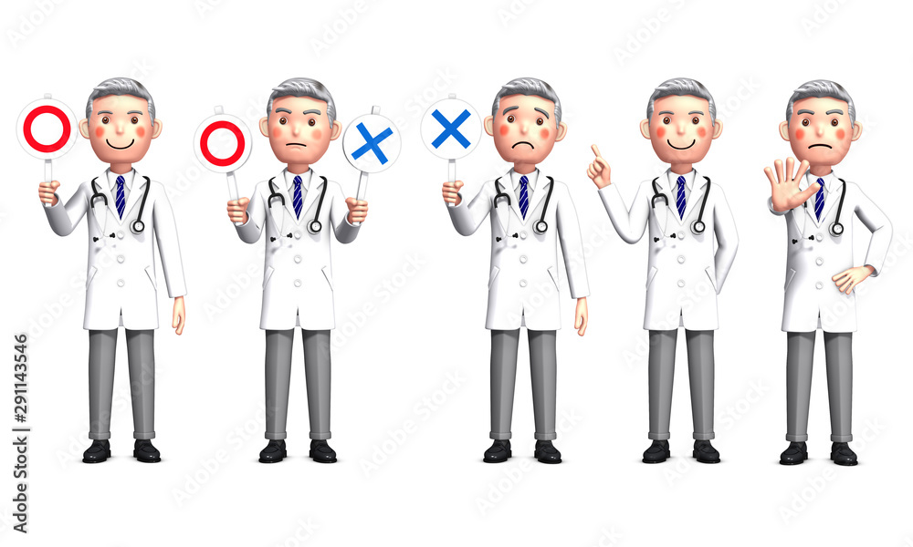 5 types of doctor poses by 3d rendering_2