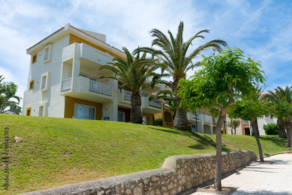 Naklejka premium villas on the beach in the Bay of Cala Mandia in Mallorca